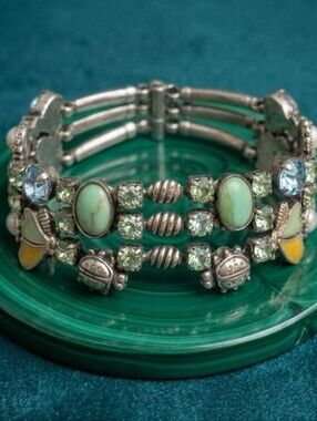 Vintage Mary DeMarco Figural Bracelet – Rhinestones, Enamel & Bugs – 1950s/60s